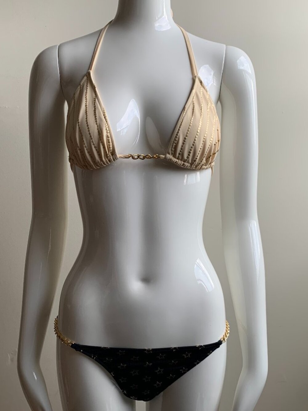 Sauvage cream & gold stars chain luxury bikini